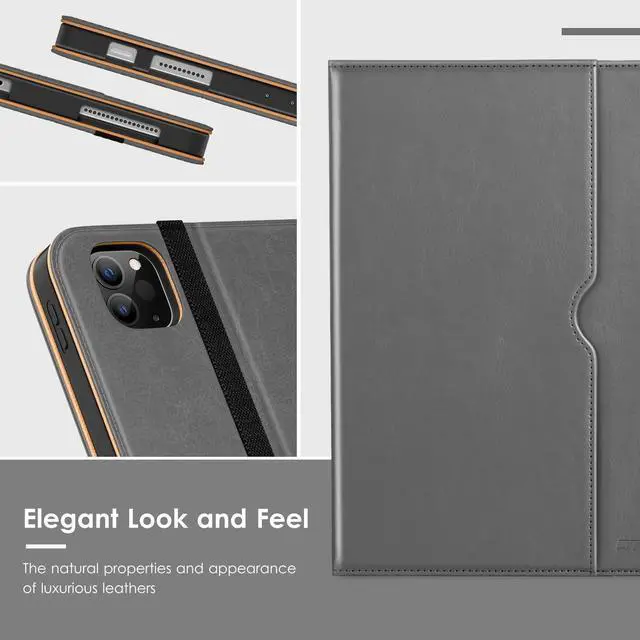 Alt view image 5 of 5 - VIKESI Case for iPad Air 13 inch (M3) 2025 / (M2) 2024,Premium Leather Folio,Apple Pencil Holder,Auto Sleep/Wake,Stand Cover - Grey
