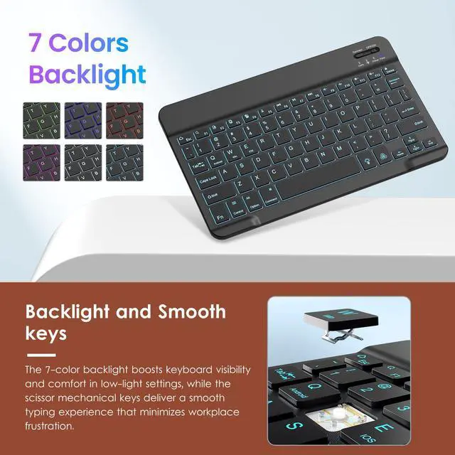 Alt view image 3 of 5 - VIKESI Keyboard Case for iPad (A16,2025) 11th Generation/iPad 10th Generation Case (10.9" 2022),Premium Leather Smart Cover,Built-in Breathing Light,Function Row,Pencil Holder,Card Slots - Tea Brown