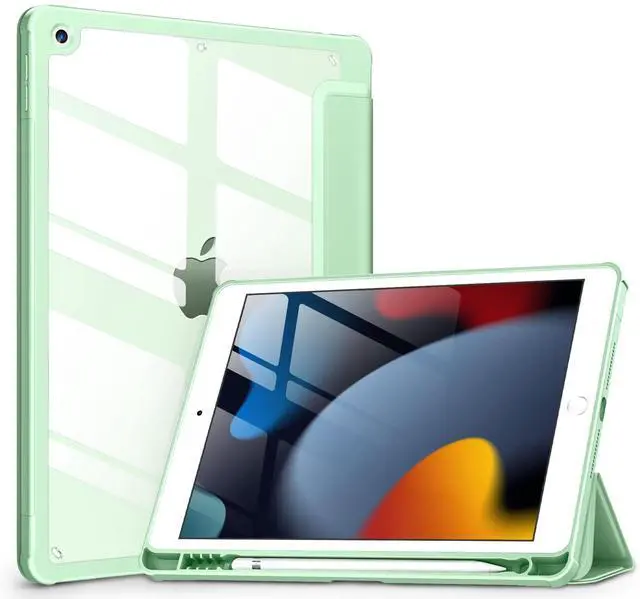Alt view image 2 of 5 - VIKESI Case for iPad 9th/8th/7th Generation 10.2 inch,Clear Back-Green Bundle with Rugged Durable Protective Cover-Sunset Purple