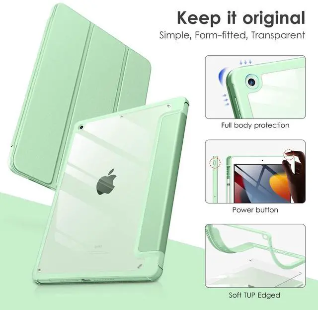 Alt view image 4 of 5 - VIKESI Case for iPad 9th/8th/7th Generation 10.2 inch,Clear Back-Green Bundle with Rugged Durable Protective Cover-Sunset Purple