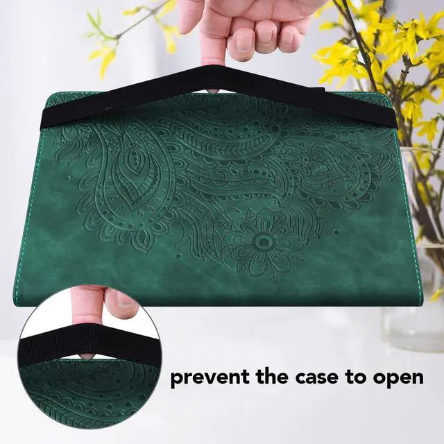 Alt view image 5 of 5 - VODEFOX Case for Kindle Fire HD 10 & 10 Plus Tablet (13th/11th Generation, 2023/2021 Release) 10.1",PU Leather Folio Flower Cover with Card Slots for Fire Tablet HD 10 2023 - Green