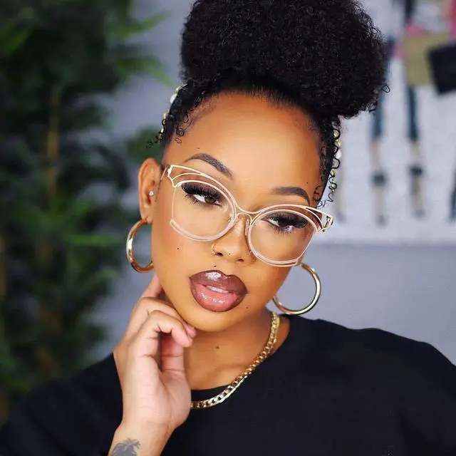 Alt view image 2 of 5 - VOOGLAM Oversize Cat Eye Eyeglasses for Women with Non-prescription Clear Lens n Gold Metal Frame Maggie GM0340