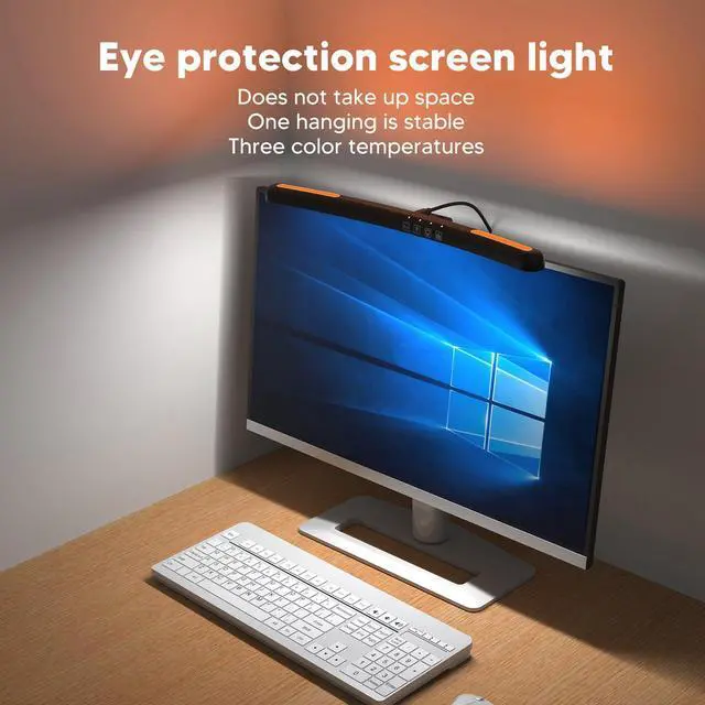 Alt view image 2 of 5 - Vvikizy Computer Monitor Lamp with Asymmetric Optical Design Adjustable Touch Dimming RGB Light Curved Monitor lamp bar with Asymmetric Optical Design USB Lamps