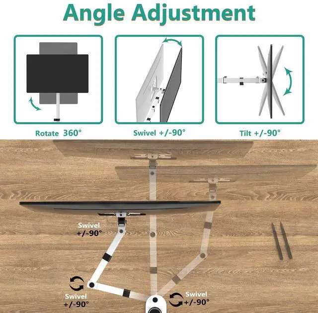 Alt view image 5 of 5 - WALI Tall Monitor Stand Desk Mount, Single Extra Tall Monitor Arm Bracket for Computer Screen up to 32 inch, 22lbs (M001XL-W), White