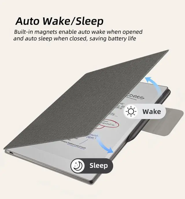 Alt view image 5 of 5 - WALNEW Case for Remarkable Paper Pro,Magnetic Slim Book Folio Cover with Pen Clasp, Auto Sleep/Wake Protective Cover for Remarkable Paper Pro 11.8" (2024 Released),Gray