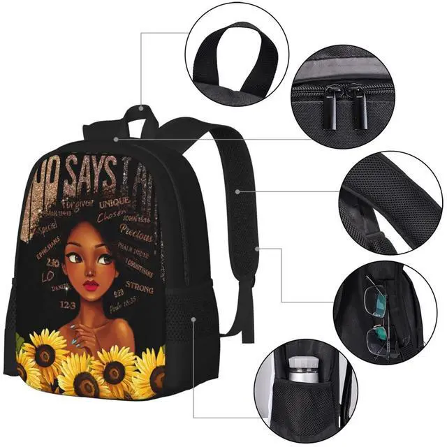 Alt view image 4 of 5 - Waykales African 17 Inch Backpack Durable School Bookbag Travel Laptop Backpack for Teen Girls High School