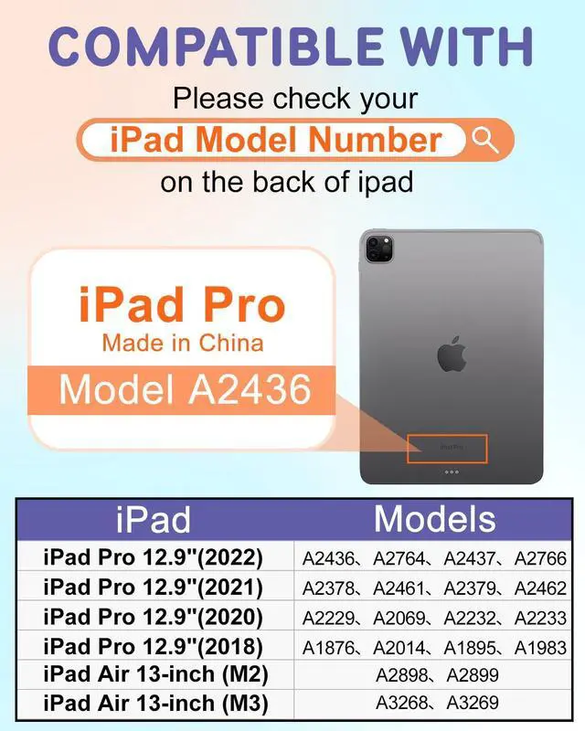 Alt view image 2 of 5 - Wazzasoft for iPad Air 13 inch Case 2024 M2, for iPad Pro 12.9'' Case with Keyboard Pencil Holder Folio Tablet Cover Women Girls Cute Marble Aesthetic for Apple Air 11, Pro 12.9