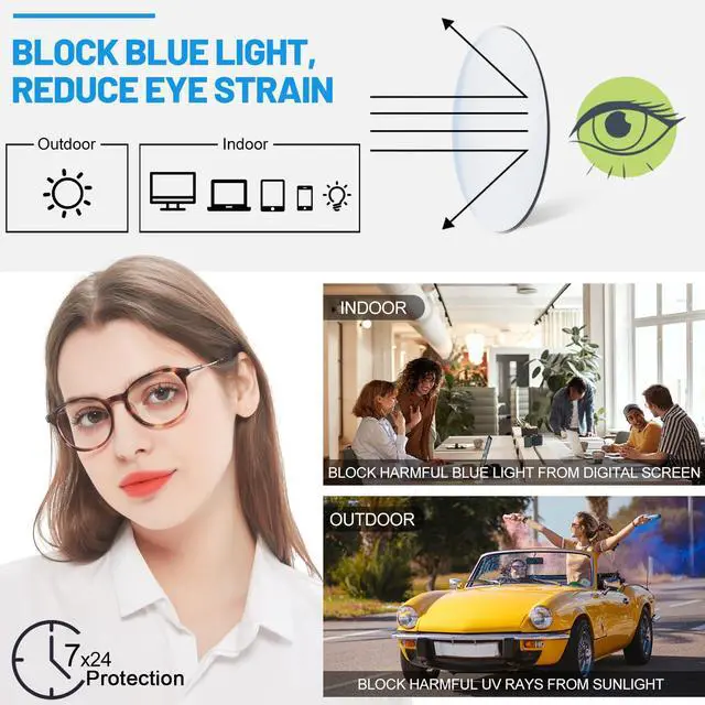 Alt view image 4 of 5 - WEMOOTANTS Retro Blue Light Blocking Glasses Round Eyeglasses Frame Brown Tortoise