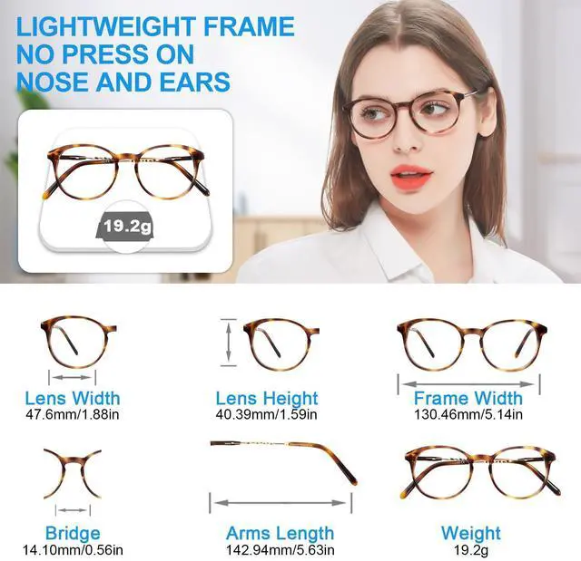Alt view image 5 of 5 - WEMOOTANTS Retro Blue Light Blocking Glasses Round Eyeglasses Frame Brown Tortoise