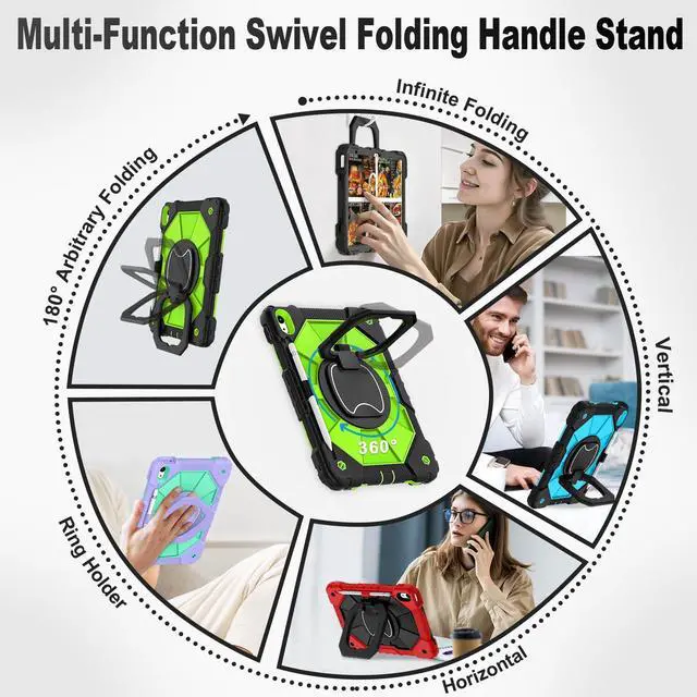 Alt view image 4 of 5 - WESOROL Case for iPad (A16) 11th 2025 (11-inch) /iPad 10th Generation 2022(10.9 inch),Military Grade Shockproof Cover for i Pad 11/10 Gen with Rotating Stand Screen Protector Pencil Holder,Black Green