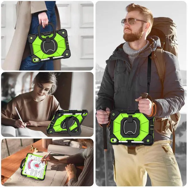 Alt view image 5 of 5 - WESOROL Case for iPad (A16) 11th 2025 (11-inch) /iPad 10th Generation 2022(10.9 inch),Military Grade Shockproof Cover for i Pad 11/10 Gen with Rotating Stand Screen Protector Pencil Holder,Black Green