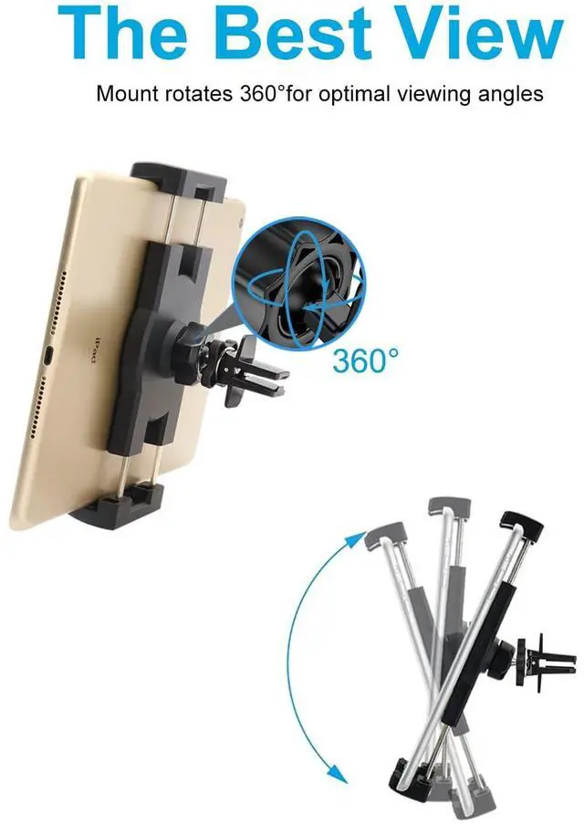 Alt view image 5 of 5 - Air Vent Car Tablet Mount, AC Vent Tablet Holder for Car, Universal Tablet Clamp Vent Clip, Compatible with iPad Pro/Air/Mini, iPhone, Samsung Galaxy Tabs, Switch, More 4.7-13" Cell Phones and Tablets