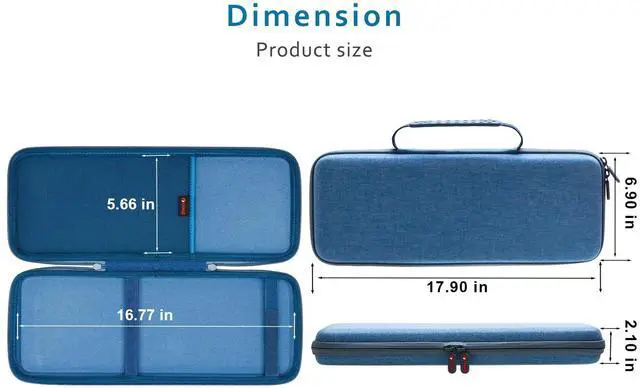 Alt view image 3 of 5 - XANAD Hard Case Compatible with TopMate Wireless Keyboard and Mouse Ultra Slim Combo(Blue)-Inside: 17.1"x6.1"x1.3"