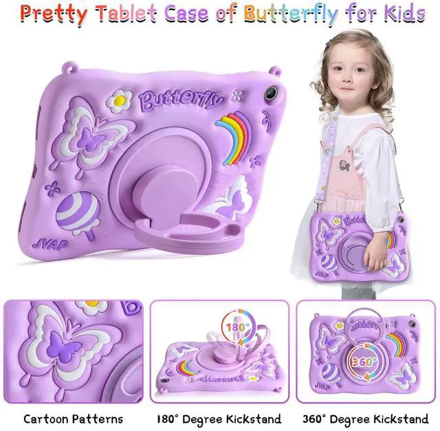Alt view image 4 of 5 - XNMOA for Samsung Galaxy Tab A9 Plus Case Kids Girls Galaxy Tab Case with Screen Protector Kickstand Shoulder Strap Butterfly Shockproof Cover for Samsung A9 Plus Tablet Cover 11 inch 2023