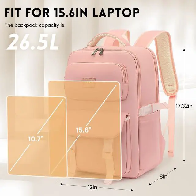 Alt view image 3 of 5 - XQXA Travel Backpack For Women Men Flight Approved, Carry on Backpack Bag Luggage, Personal Item Backpack Bag, Laptop Backpack Casual Daypack for travel, work, daily life, business trips (Pink)