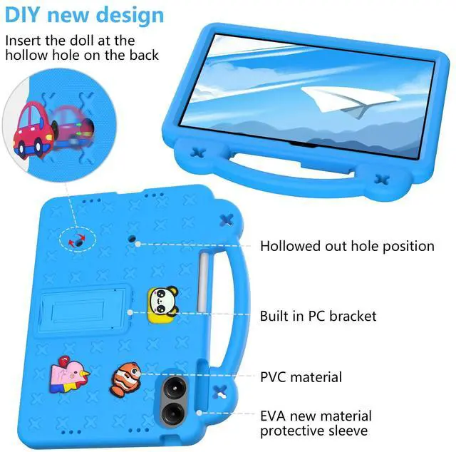 Alt view image 5 of 5 - YRH for Onn 12.1 Tablet Pro Case 2024 (Model 100146663), Kids EVA Cover with Strap Stand Handle for Walmart Surf Onn Tablet Case 12.1 inch, Blue