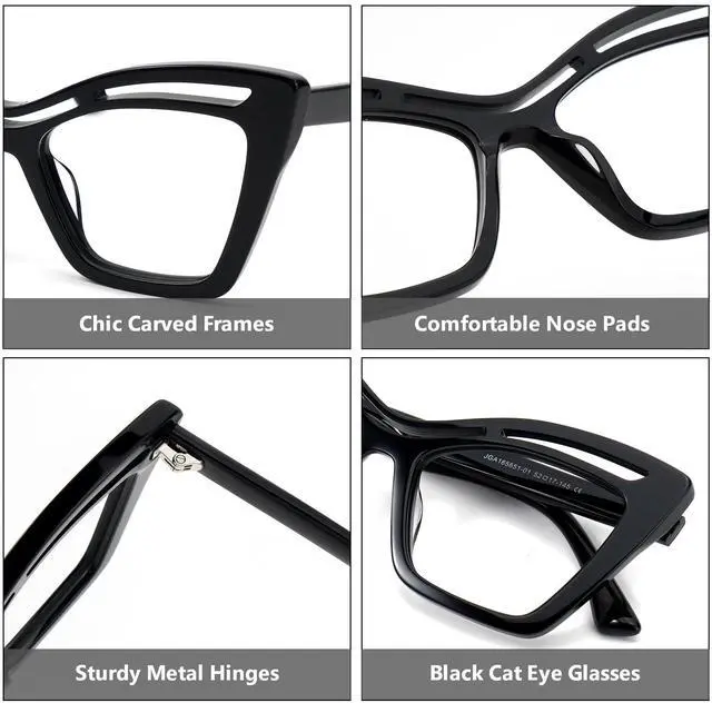 Alt view image 3 of 5 - Zeelool Trendy Acetate Oversized Cat Eye Blue Light Blocking Glasses Computer Eyewear for Women Arsolon ZJGA165651-01 Black