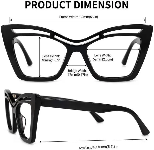 Alt view image 4 of 5 - Zeelool Trendy Acetate Oversized Cat Eye Blue Light Blocking Glasses Computer Eyewear for Women Arsolon ZJGA165651-01 Black