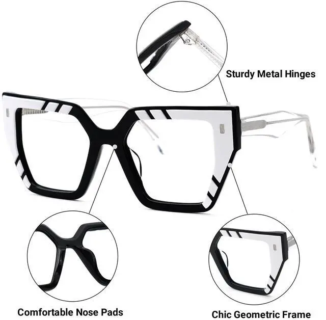 Alt view image 4 of 5 - Zeelool Classic Square Blue Light Blocking Glasses for Women ZJGA150591-02 Black-white