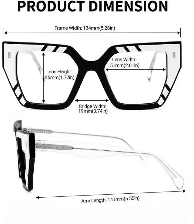 Alt view image 5 of 5 - Zeelool Classic Square Blue Light Blocking Glasses for Women ZJGA150591-02 Black-white