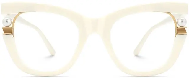 Main image of Zeelool Stylish Pearl Cat Eye Blue Light Glasses for Women Anti Glare/UV400 Computer Glasses ZJGX957054-02 White
