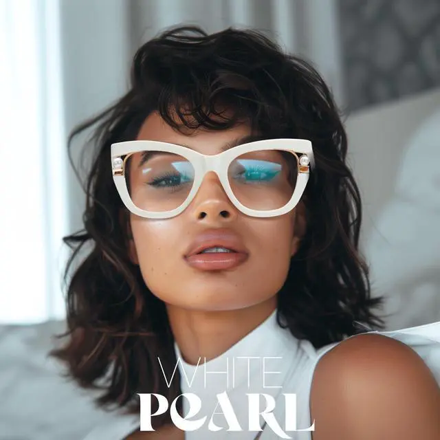 Alt view image 2 of 5 - Zeelool Stylish Pearl Cat Eye Blue Light Glasses for Women Anti Glare/UV400 Computer Glasses ZJGX957054-02 White