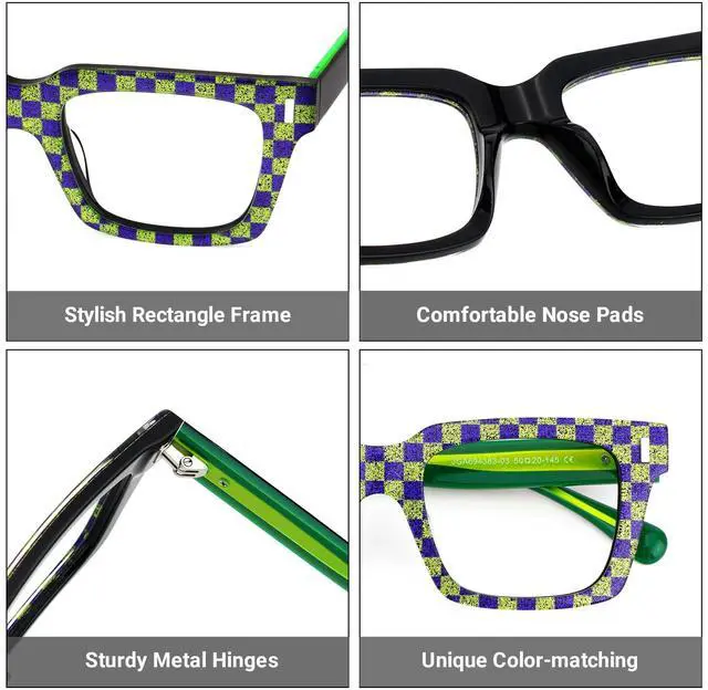 Alt view image 3 of 5 - Zeelool Blue Light Glasses for Women Green Rectangle Eyeglasses Bluelight Blocking Chic Stylish Eyewear Glasses JGA694383-03B