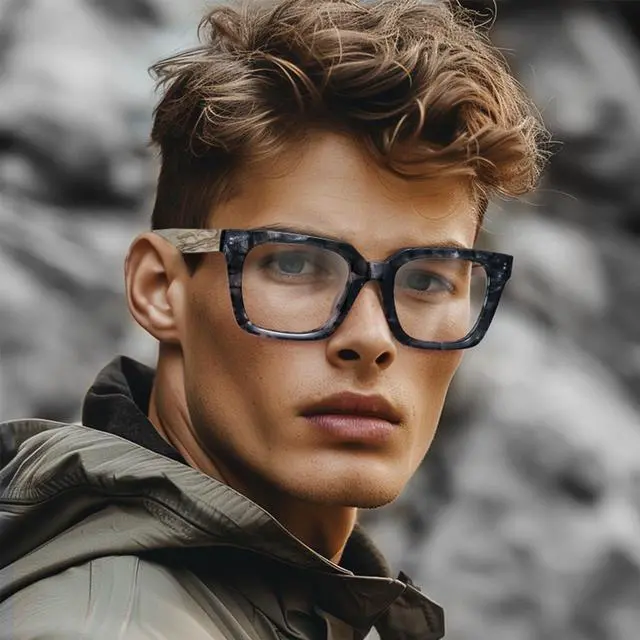 Alt view image 3 of 5 - Zeelool Glasses Frames for Men Gray Square Eyeglasses Non Prescription Clear Lens Fashion Full Eyewear Glasses with Spring Hinges JGX951394-03