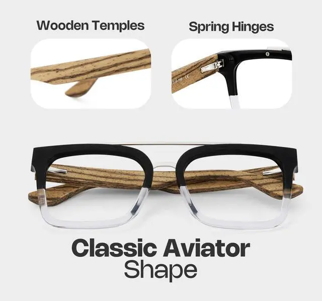 Alt view image 5 of 5 - Zeelool Aviator Blue Light Blocking Glasses for Men, Retro Glasses Computer Eyeglasses with Anti UV, Eyestrain and Glare Lens ZJGX642196-02B