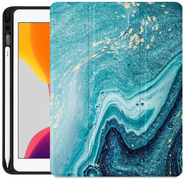 Alt view image 5 of 5 - SaharaCase Folio Case for Apple iPad 10.2" (8th Generation 2020) and (9th Generation 2021) [Shockproof Bumper] Rugged Protection Anti-Slip Grip Slim Fit Integrated Kickstand (Green Marble)