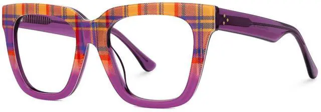 Alt view image 2 of 5 - Zeelool Square Acetate Glasses Retro Eyewear for Women Blue Light Blocking Glasses Anti Eyestrain Glasses ZJGA784822-04 Purple