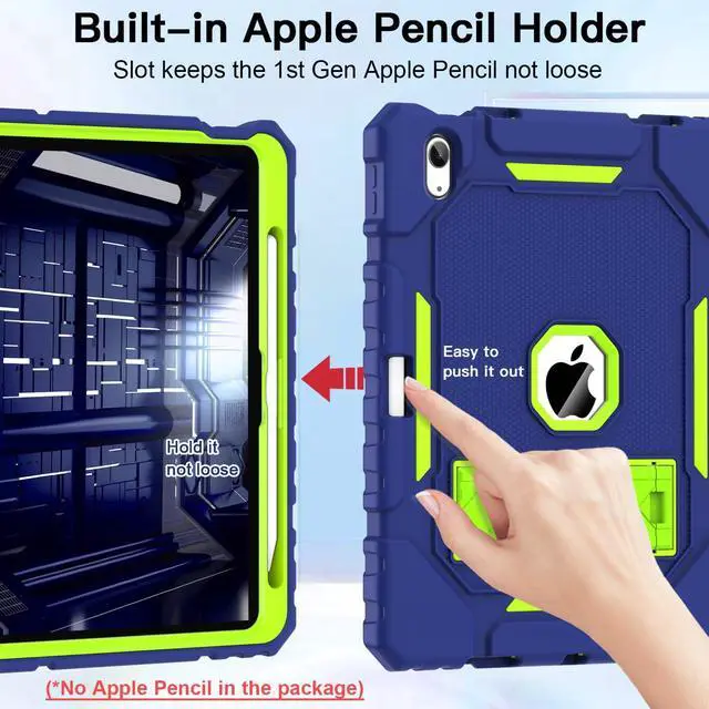 Alt view image 5 of 5 - ZoneFoker Case for iPad (A16) 11th/10th Generation 11/10.9 inch 2025/2022, Heavy Duty Military Grade Shockproof Rugged Cover with Pencil Holder/Stand for i Pad 11th / 10 th Gen (Blue+Teal)