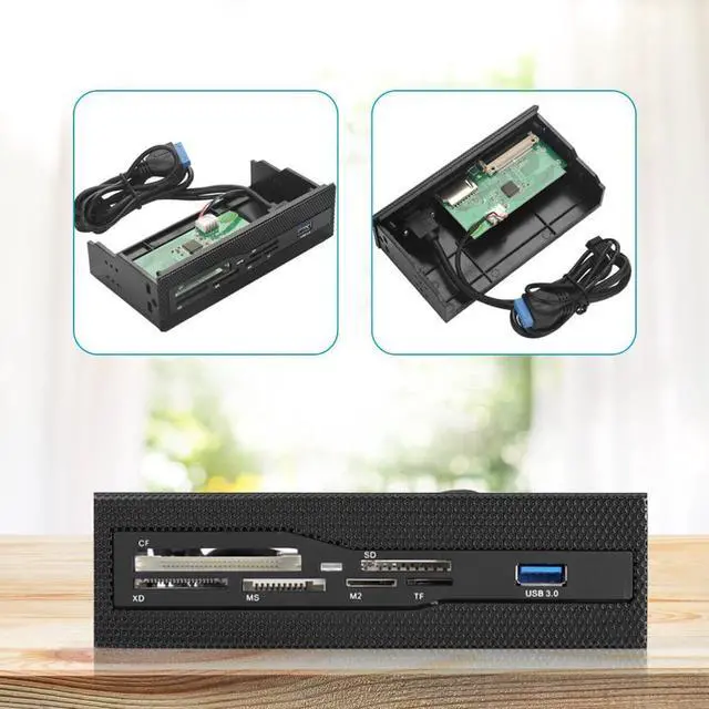 Alt view image 5 of 5 - Computer Front Panel USB 2.0 PC Internal Card Reader PC Dashboard Fits 5.25 inch Drive Bay, Support M2, , MS, XD, CF, TF Card