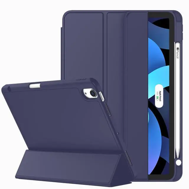 Main image of ZryXal iPad Air 11 Inch Case M3 2025 / M2 2024, iPad Air Case 5th Generation/4th Generation 2022/2020 10.9 Inch [Support Touch ID and Auto Wake/Sleep](Dark Blue)