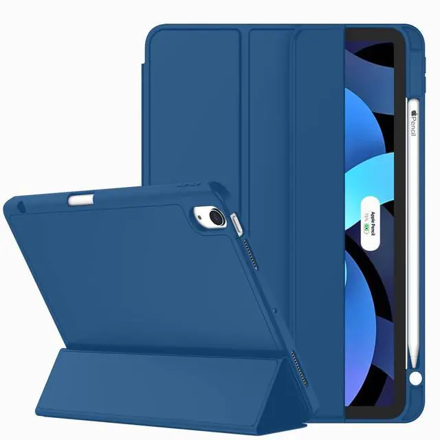 Main image of ZryXal iPad Air 11 Inch Case M3 2025 / M2 2024, iPad Air Case 5th Generation/4th Generation 2022/2020 10.9 Inch [Support Touch ID and Auto Wake/Sleep](Navy Blue)