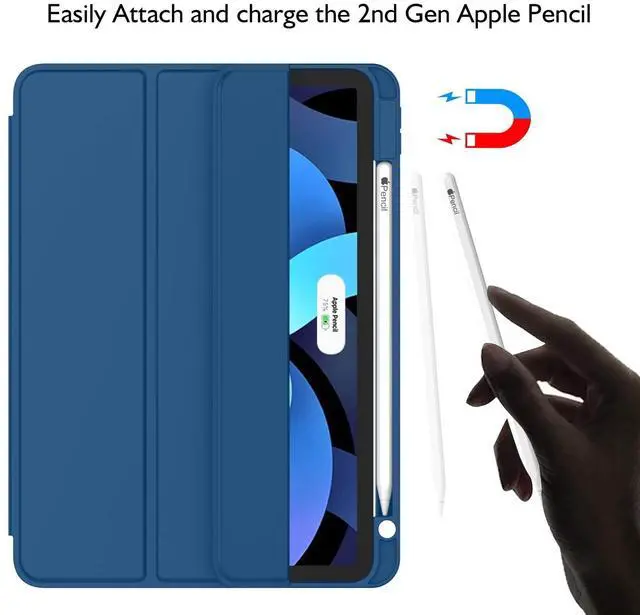 Alt view image 2 of 5 - ZryXal iPad Air 11 Inch Case M3 2025 / M2 2024, iPad Air Case 5th Generation/4th Generation 2022/2020 10.9 Inch [Support Touch ID and Auto Wake/Sleep](Navy Blue)