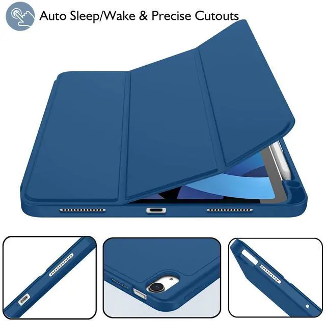 Alt view image 4 of 5 - ZryXal iPad Air 11 Inch Case M3 2025 / M2 2024, iPad Air Case 5th Generation/4th Generation 2022/2020 10.9 Inch [Support Touch ID and Auto Wake/Sleep](Navy Blue)