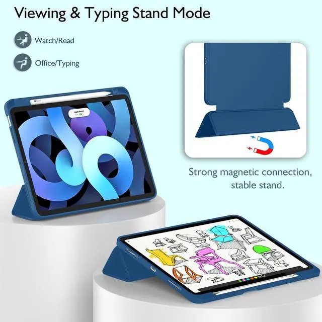 Alt view image 5 of 5 - ZryXal iPad Air 11 Inch Case M3 2025 / M2 2024, iPad Air Case 5th Generation/4th Generation 2022/2020 10.9 Inch [Support Touch ID and Auto Wake/Sleep](Navy Blue)