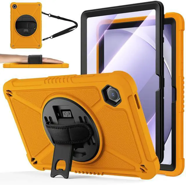 Main image of ZtotopCases for Samsung Galaxy Tab A9+ / A9 Plus 11'' 2023 (SM-X210/X216/X218), Shockproof Hard Duty Case with Screen Protector+360 Rotating Hand Strap&Stand+Shoulder Strap for Tab A9+ Tablet, Orange