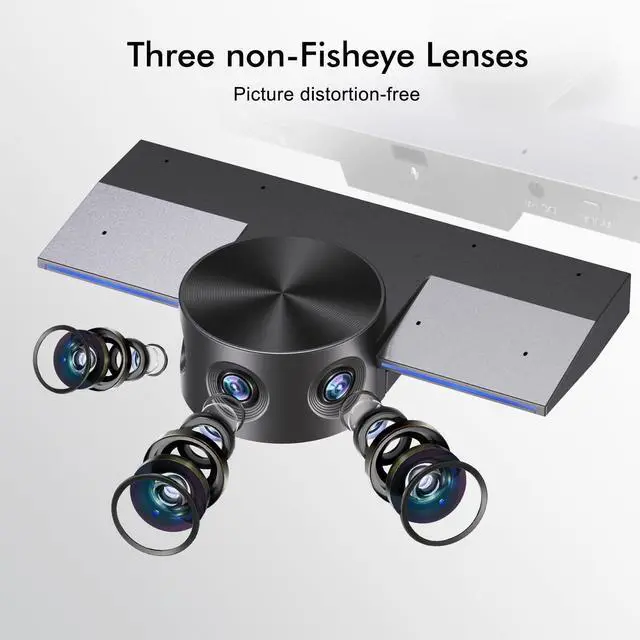 Alt view image 3 of 5 - Panoramic 180° Video Camera, Immersive Video Conference Experience, both Overall and Speakers Close-up view, 1080P Webcam for Huddle Room and Homebased Office, Plug and Play with Micro SD Card Slot