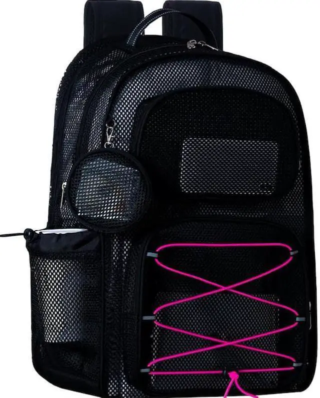 Main image of SWANSWIFT XXLarge Mesh Backpack for School 40L See Through Stylish Heavy Duty Backpack for Girls Boys Kids Adults Beach Travel Hiking Outdoor Sport(Pink)