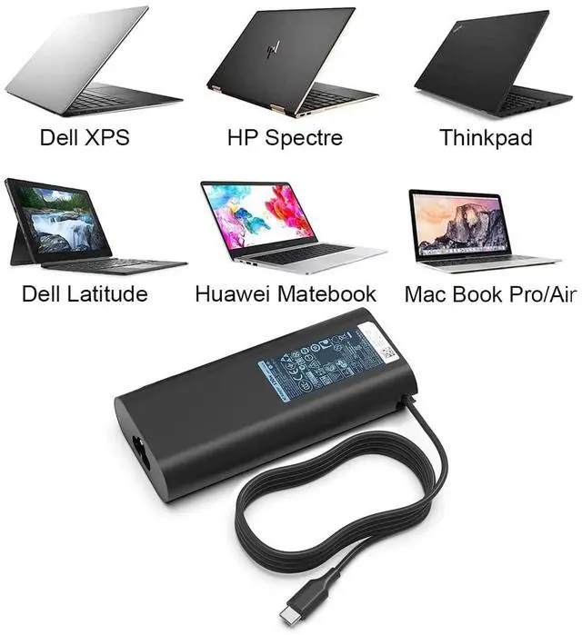 Alt view image 5 of 5 - HotTopStar 130W USB C Type C Laptop Charger for Dell XPS 15 9500 9575 17 9700, Precision 5750 5530 2in1, Latitude 7410 7310 7210 9410 9510 5420 5320 DA130PM170 HA130PM170 AC Power Adapter