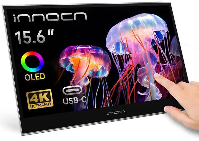 Main image of INNOCN 15.6" Portable Monitor OLED Touch Second Screen for Photo Editing with 4K, 100% DCI-P3, 100000:1, 10Bits, USB C External Monitor for Laptop,PC, Phone,Consoles, Brown