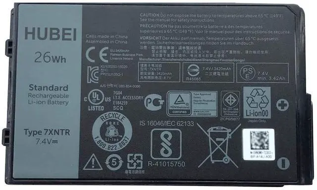 Main image of Hubei 7XNTR J7HTX 07XNTR FH8RW 0FH8RW Laptop Battery Replacement for Dell Latitude 12 7202 7212 7220 Rugged Extreme Tablet Series (7.4V 26Wh 3420mAh)