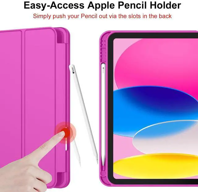 Alt view image 5 of 5 - iMieet iPad (A16) Case 11th Gen/iPad 10th Generation Case [11-Inch 2025/10.9 Inch 2022] with Pencil Holder, Trifold Stand Smart Cover with Soft TPU Back,Auto Wake/Sleep(Deep Pink)