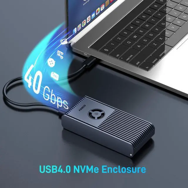 Alt view image 2 of 5 - FIDECO 40Gbps M.2 NVMe Enclosure, USB4 NVMe SSD Enclosure for M1 M2 Pro/Max with Cooling Fan, Compatible with Thunderbolt 4/3, USB4/3.2/3.1/3.0, Full Aluminum Alloy Body, Sandwich Style Design