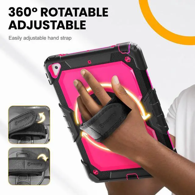 Alt view image 4 of 5 - Timecity for iPad Air 3rd Generation Case, for iPad Air 3 Case, for iPad Pro 10.5 Inch Case: with Heavy Duty Protection, Adjustable Kickstand, Anti-Slip, Screen Protector, Hand/Shoulder Strap - Rose