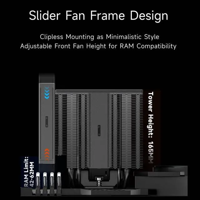Alt view image 3 of 5 - PCCOOLER CPS RZ820 CPU Cooler, 290W Dual Tower CPU Air Cooler, 8 HeatPipes CPU Cooling Fan System & 3 Modes PWM Silent Fans, Air Cooler for Intel LGA 1851/1700/1200/115X/20XX,AM4/AM5 (RZ820 BK)