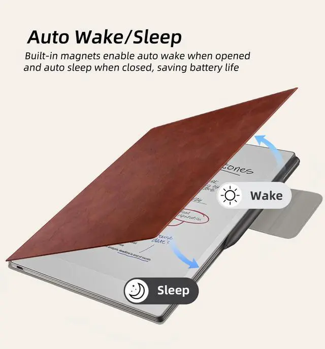 Alt view image 5 of 5 - WALNEW Case for Remarkable Paper Pro,Magnetic Slim Book Folio Cover with Pen Clasp, Auto Sleep/Wake Protective Cover for Remarkable Paper Pro 11.8" (2024 Released),Brown
