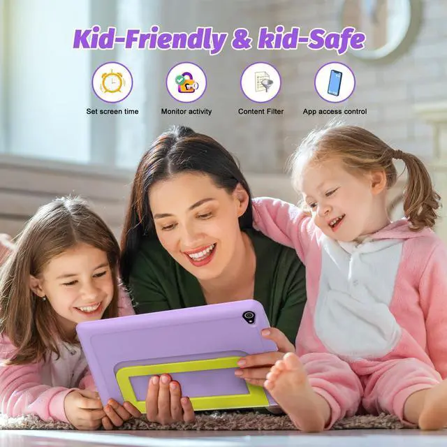 Alt view image 5 of 5 - URAO Kids Tablet, Android 14 Tablet for Kids 10 inch Octa-Core with Case, 64GB 1TB TF Card Expandable for Toddler Children, Parental Control, Dual Camera, WiFi,Gift